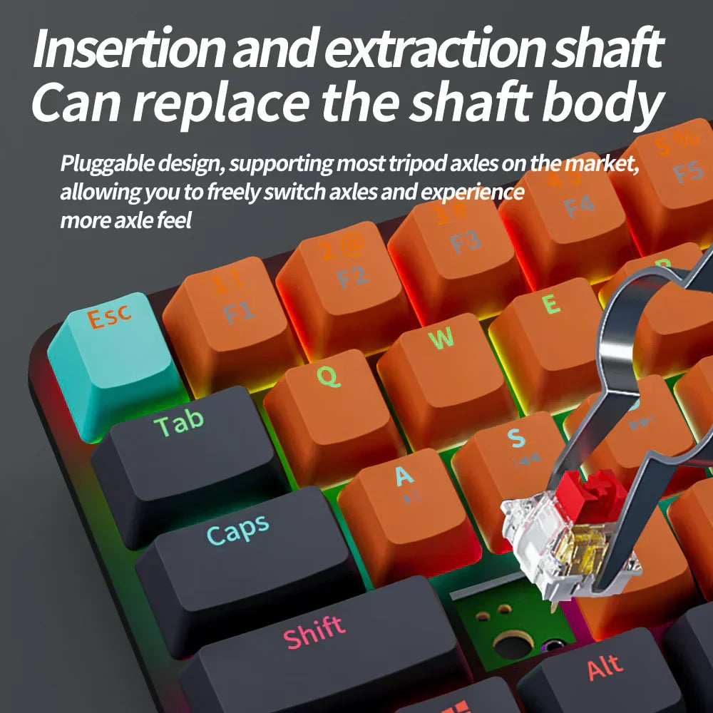 Usb Mini Mechanical Gaming Keyboard 61 Key Red Switch-1